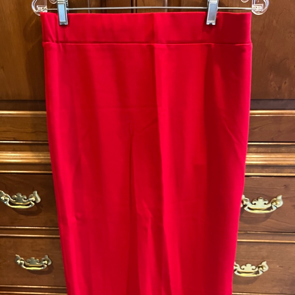 Ashley Blue Vibrant Red Midi Skirt with Button Accents
